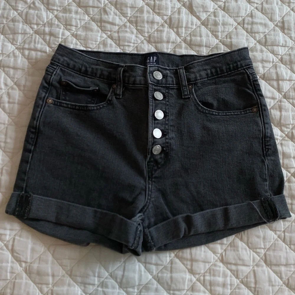 High Rise Denim Shorts - Picture 1 of 9